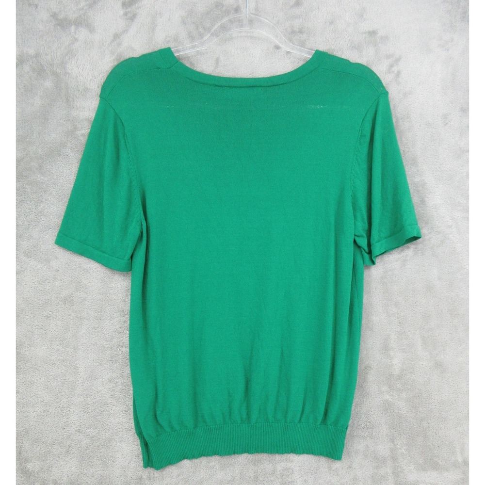 Vanity Basics Sweater Set Womens Size L Duster Twinset Kelly Green Stretch Knit - Picture 4 of 16